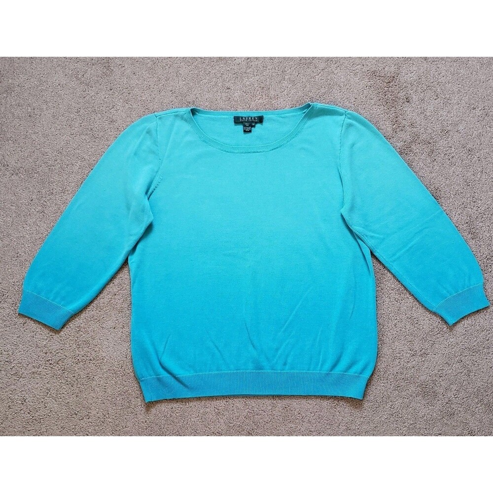 Lauren Ralph Lauren Women’s Silk Cotton Knit Sweater Faded Blue Size XL